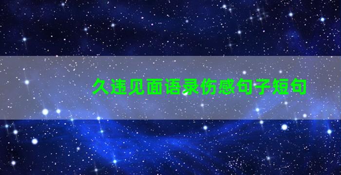 久违见面语录伤感句子短句