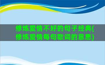 修炼爱情不好的句子经典(修炼爱情每句歌词的意思)