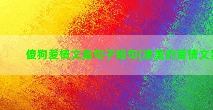 傻狗爱情文案句子短句(凄美的爱情文案句子)