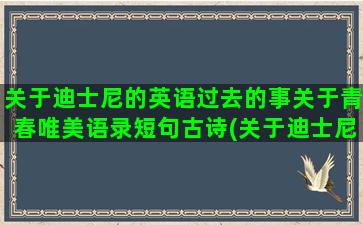 关于迪士尼的英语过去的事关于青春唯美语录短句古诗(关于迪士尼的英语作文80字)