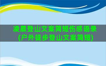 凌晨登山文案简短伤感语录(户外徒步登山文案简短)