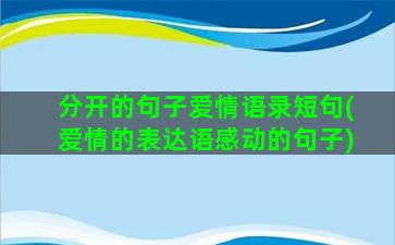 分开的句子爱情语录短句(爱情的表达语感动的句子)