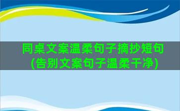 同桌文案温柔句子摘抄短句(告别文案句子温柔干净)