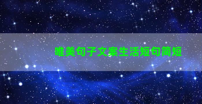 唯美句子文案生活短句简短