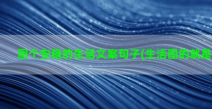 图个安稳的生活文案句子(生活图的就是安稳踏实)