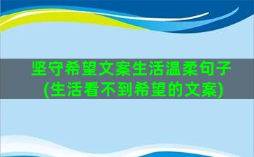 坚守希望文案生活温柔句子(生活看不到希望的文案)