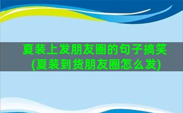 夏装上发朋友圈的句子搞笑(夏装到货朋友圈怎么发)