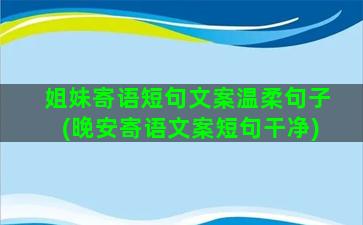 姐妹寄语短句文案温柔句子(晚安寄语文案短句干净)