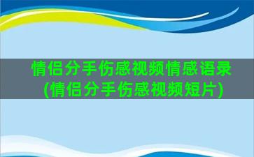 情侣分手伤感视频情感语录(情侣分手伤感视频短片)