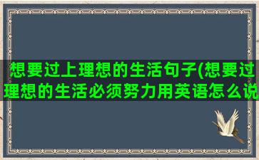 想要过上理想的生活句子(想要过理想的生活必须努力用英语怎么说)