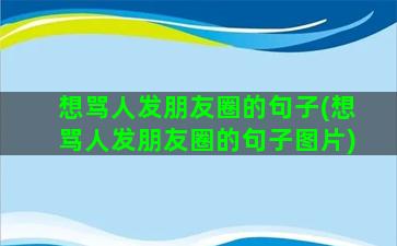 想骂人发朋友圈的句子(想骂人发朋友圈的句子图片)