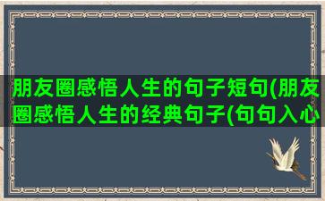 朋友圈感悟人生的句子短句(朋友圈感悟人生的经典句子(句句入心))