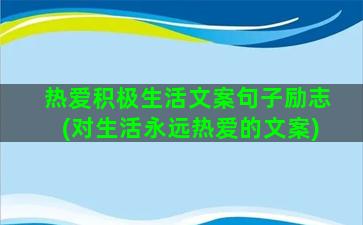 热爱积极生活文案句子励志(对生活永远热爱的文案)