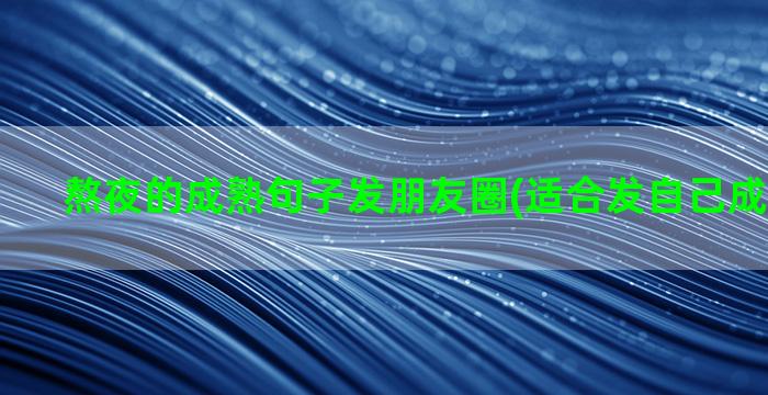 熬夜的成熟句子发朋友圈(适合发自己成熟的句子)