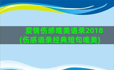 爱情伤感唯美语录2018(伤感语录经典短句唯美)