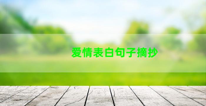 爱情表白句子摘抄