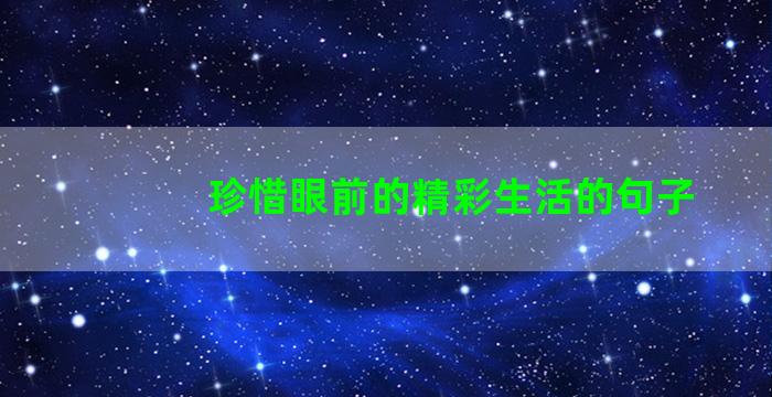 珍惜眼前的精彩生活的句子