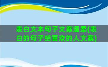 表白文本句子文案温柔(表白的句子给喜欢的人文案)