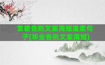 雪碧告别文案简短温柔句子(毕业告别文案简短)